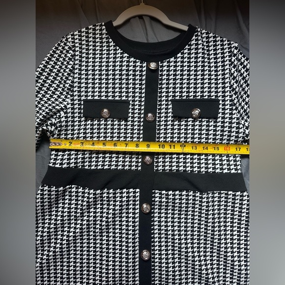 SHEIN Black and White A-Line Long Sleeve Dress Size XL - Picture 9 of 10